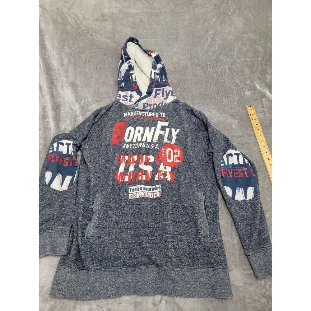 Men's‎ Gray Born Fly Heathered Hoodie sweater size medium